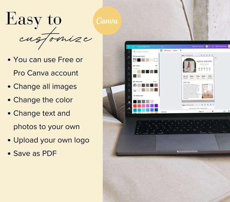 1 Page Yellow Media kit Canva Template,Instagram media kit Canva, Influencer Rate Sheet Tiktok rate card Blogger Press Kit,Youtube media kit image 4