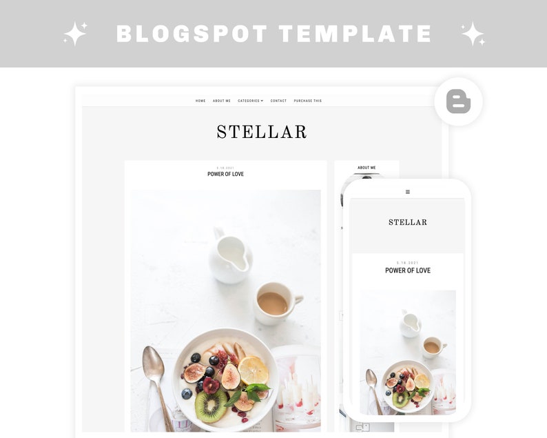 VERKOOP STELLAR Premade Blogger-sjabloon Blogontwerp Minimalistische blogsjabloon Blogger Blogspot-sjabloon afbeelding 1