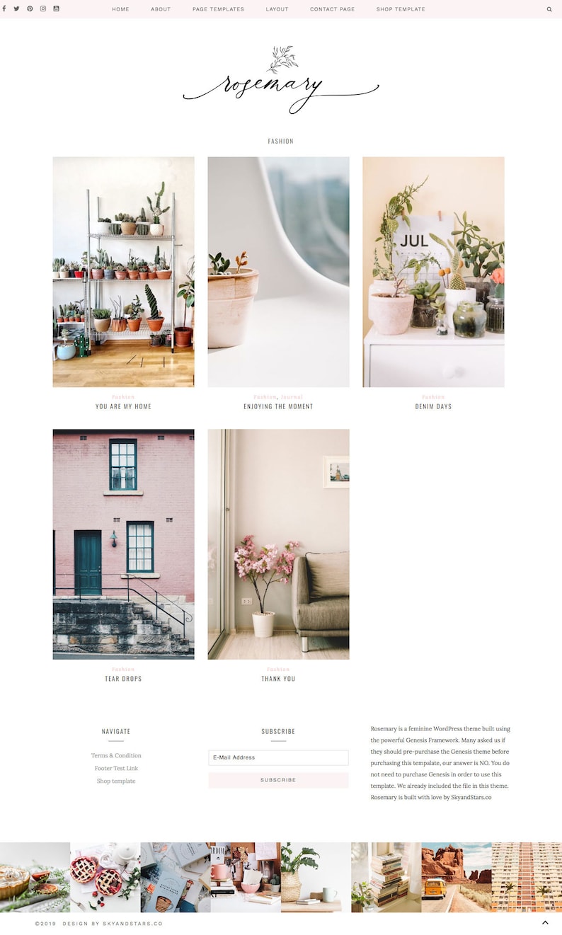 Wordpress Theme Blog & Genesis Child Theme, Responsive Wordpress Template, Pink Wordpress theme, Feminine Wordpress theme Rosemary image 5