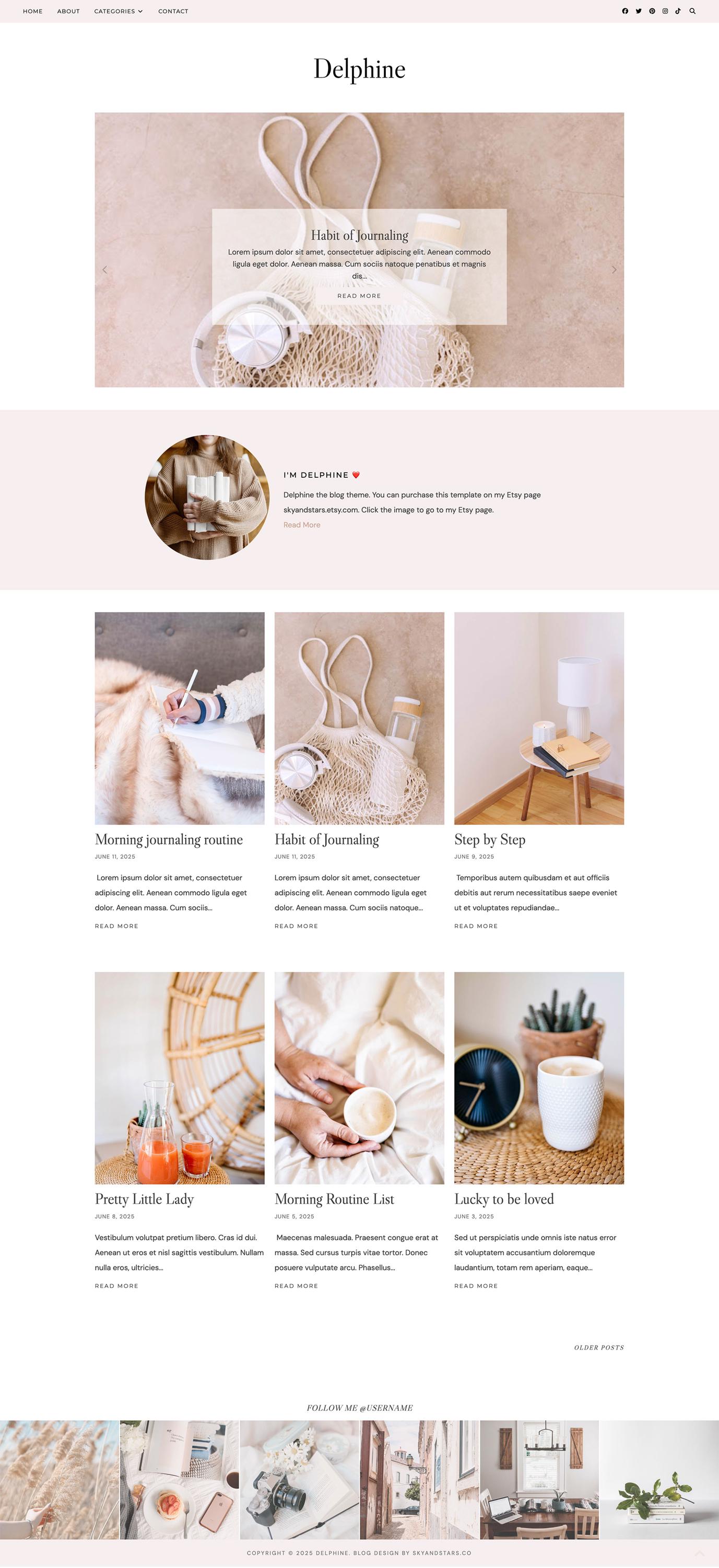 Soft Pink Blogger Template| Feminine Blogspot Theme With Grid Layout ...