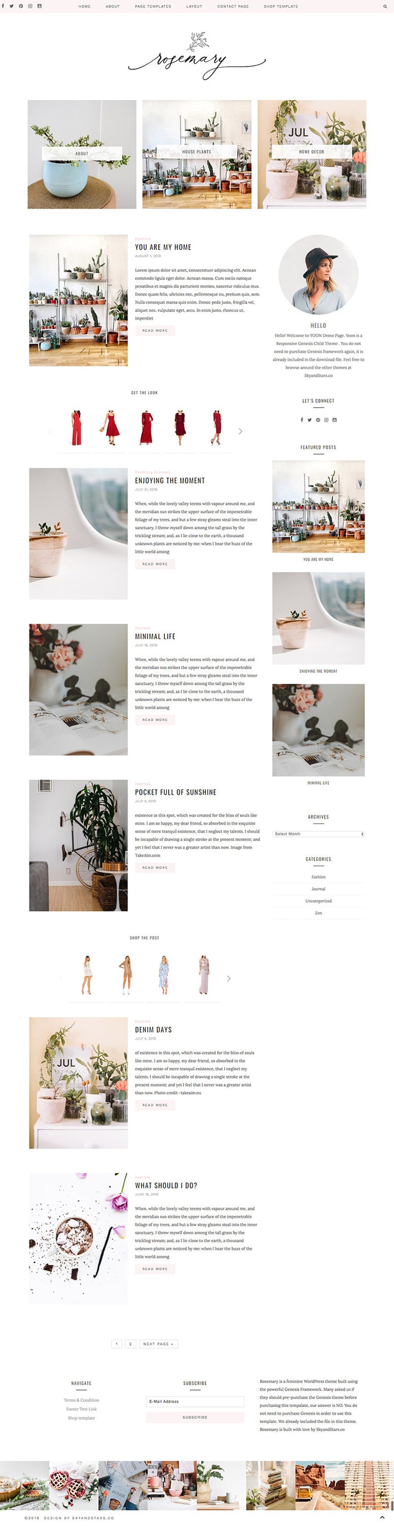 Wordpress Theme Blog & Genesis Child Theme, Responsive Wordpress Template, Pink Wordpress theme, Feminine Wordpress theme Rosemary image 4