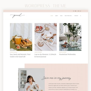 Feminine WordPress Blog Theme, Lifestyle & Travel Bloggers, Kadence Child Theme | Peach