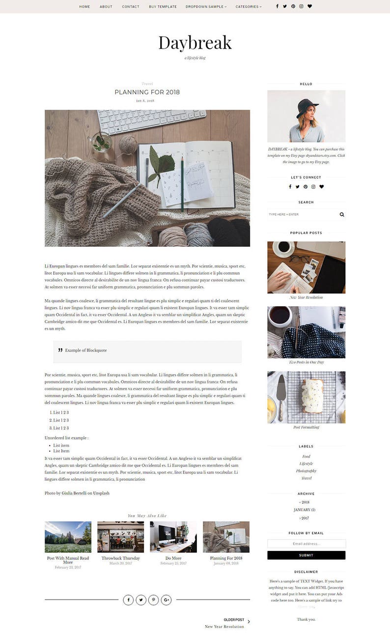 Premade Blogger Template Responsive Mobile Blogger Template Blogspot Template Blog Theme DAYBREAK image 3