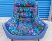 Reduced Mid century modern Adrian Pearsall tufted blue retro vintage lounge chair eames atomic age danish