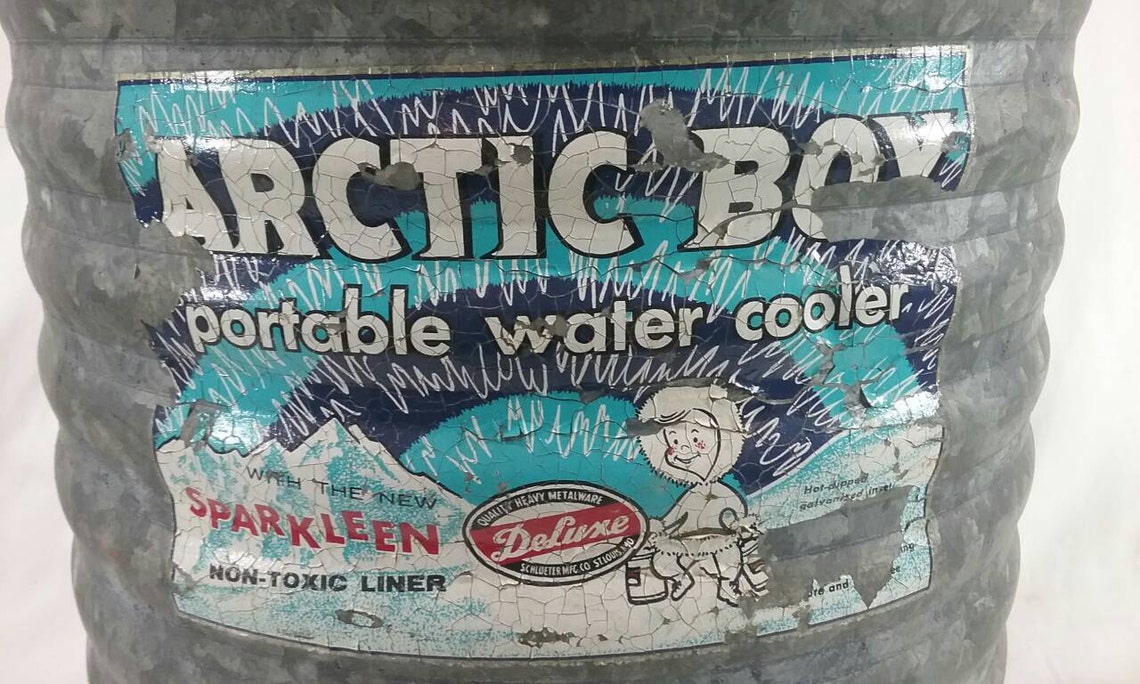 Vintage Arctic Boy Water Cooler Galvanized Metal Etsy