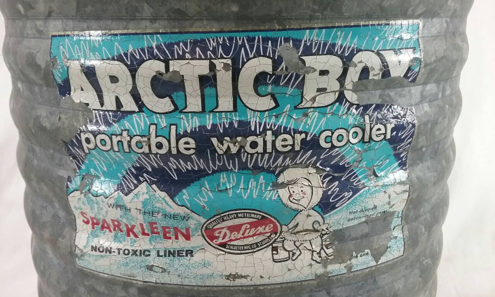 Vintage Arctic Boy Water Cooler Galvanized Metal Etsy