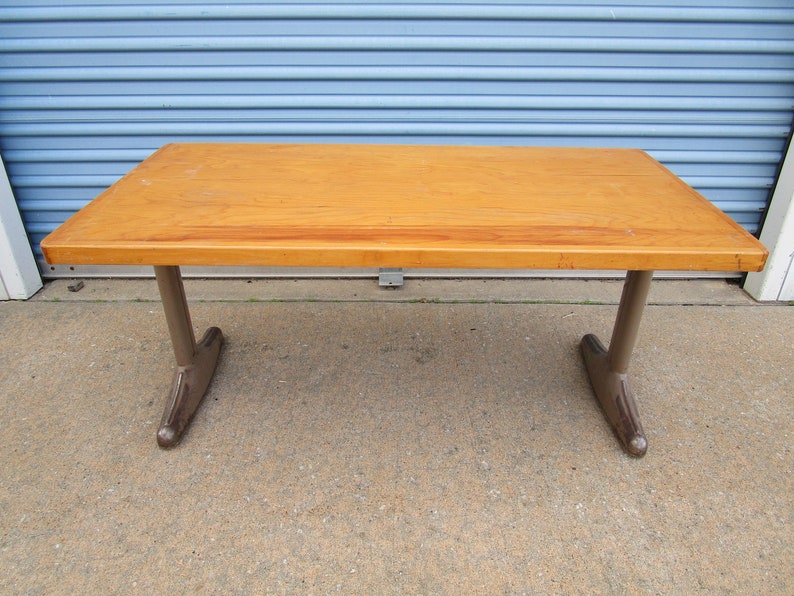 Vintage childrens school table with wood top