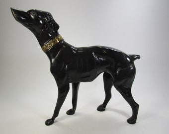 bronze brass Greyhound Whippet Dog statue unique vintage sculpture 14"