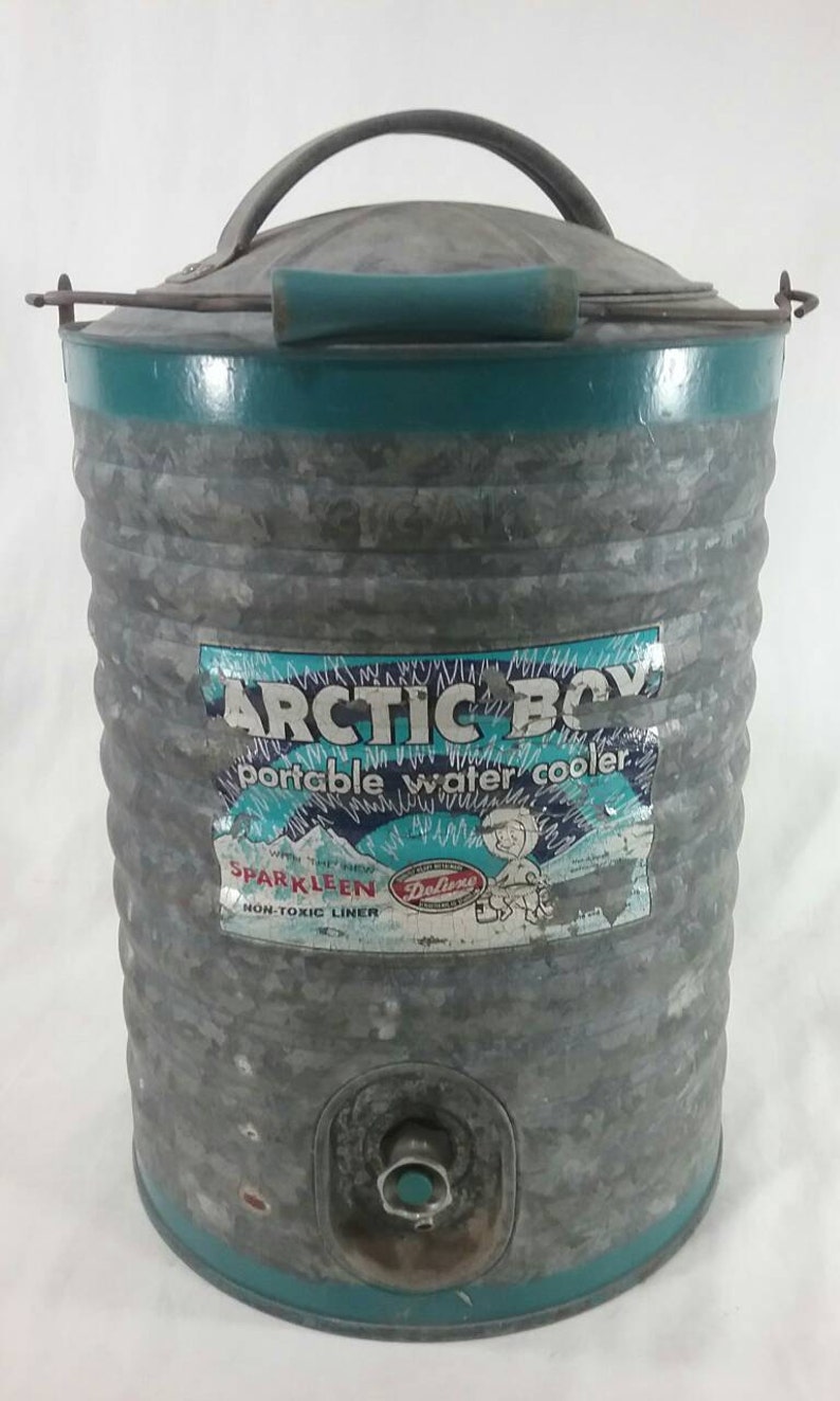Vintage Arctic Boy Water Cooler Galvanized Metal Etsy