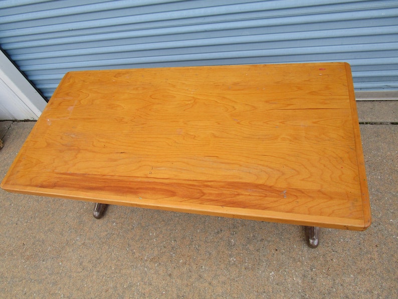 Vintage childrens school table with wood top
