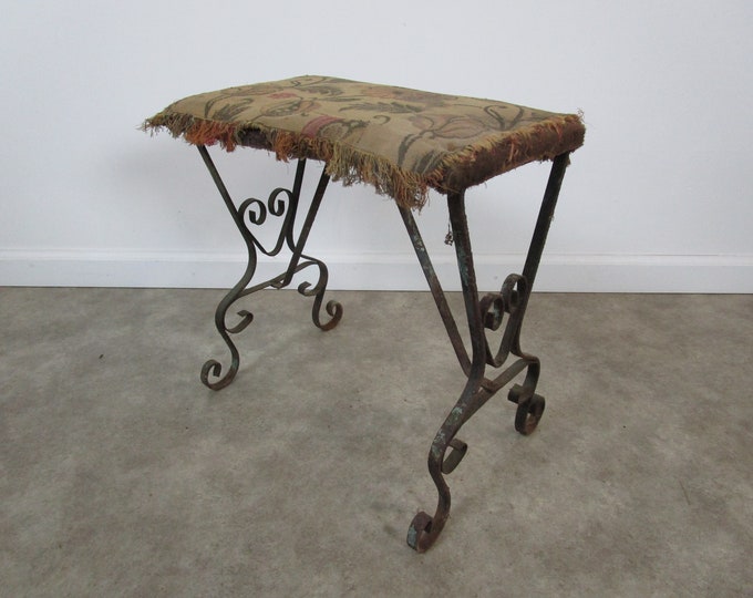 Antique Wrought Iron Vanity Stool Bench Vintage Art Deco Etsy