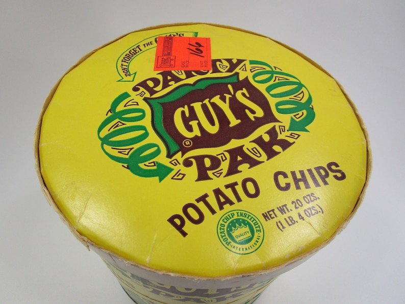 Vintage Guys Potato Chips Paper Can Etsy
