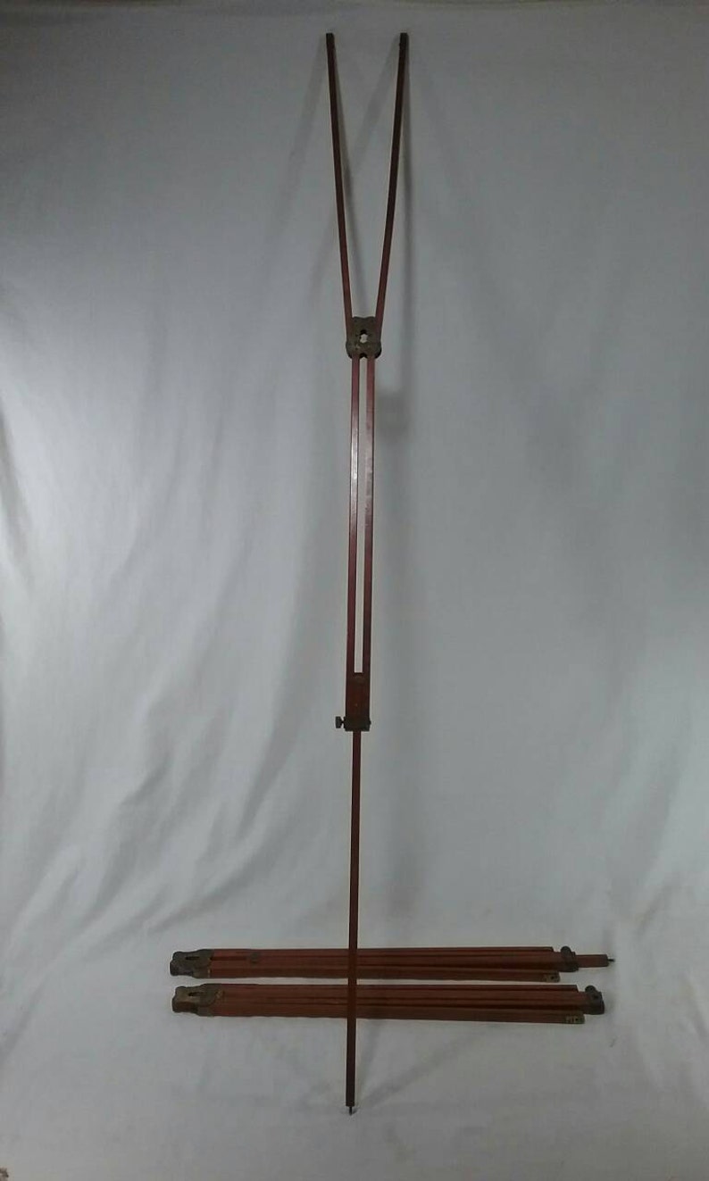 Vintage Brass And Oak Wood Tripod Legs Surveying Transit Etsy - image 0