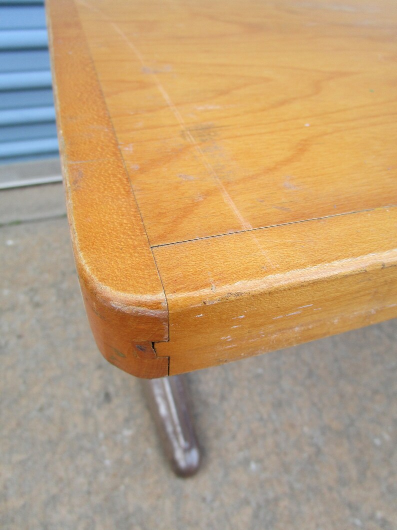 Vintage childrens school table with wood top