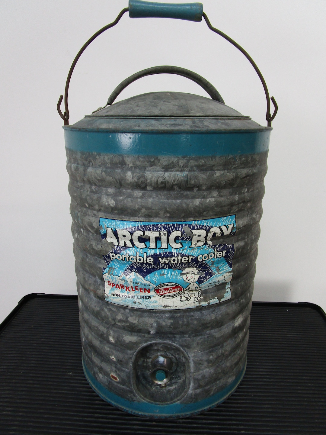 Vintage Galvanized Arctic Boy Water Cooler Jug 3 Gallon Etsy