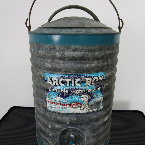 Vintage galvanized Arctic Boy water cooler jug 3 gallon