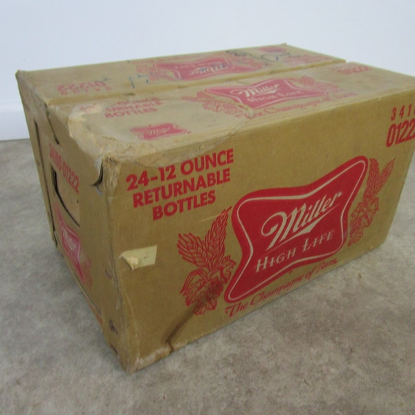 Vintage Miller High Life cardboard beer shipping box retro brewery advertising