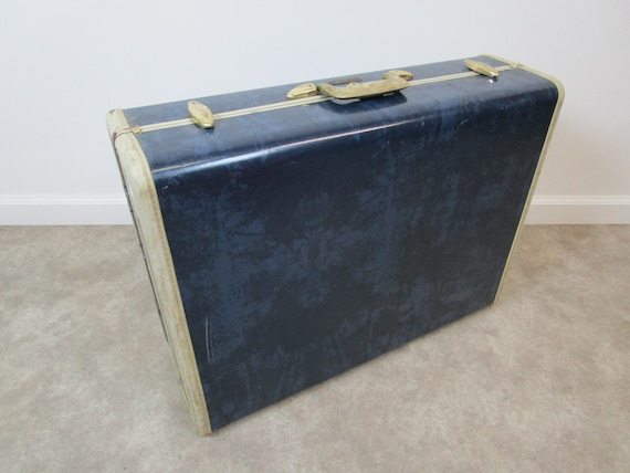 Vintage dark blue samsonite marble suitcase
