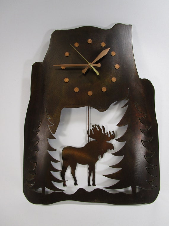 Vintage Style Bronze Moose Wall Clock Etsy