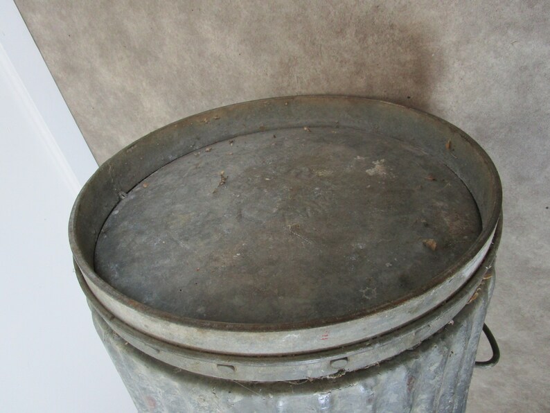Large vintage riveted industrial Lawson trash can galvanized Etsy
