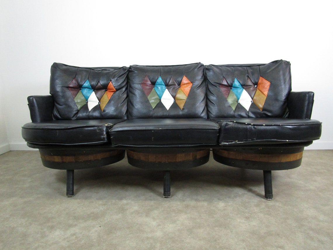 Retro whiskey barrel couch local pickup or arrange Etsy
