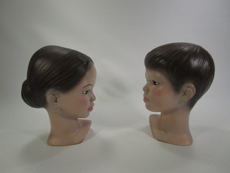 Pair of Vintage Holland Mold Child's Heads Statue Etsy