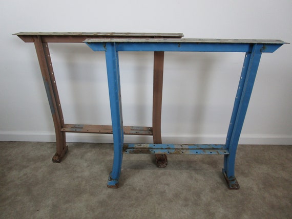 Vintgae Pair Of Lyon Industrial Work Bench Table Legs Etsy