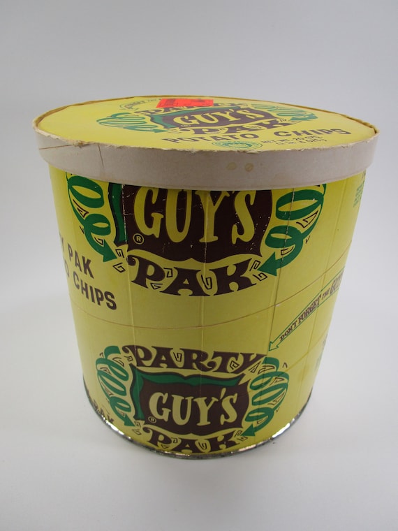 Vintage Guys potato chips paper can Etsy