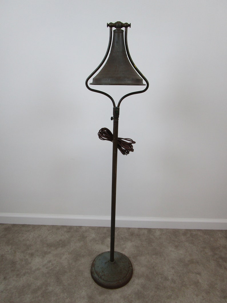 Antique Brass Adjule Bell Floor Lamp Doctors Dentist Image 0