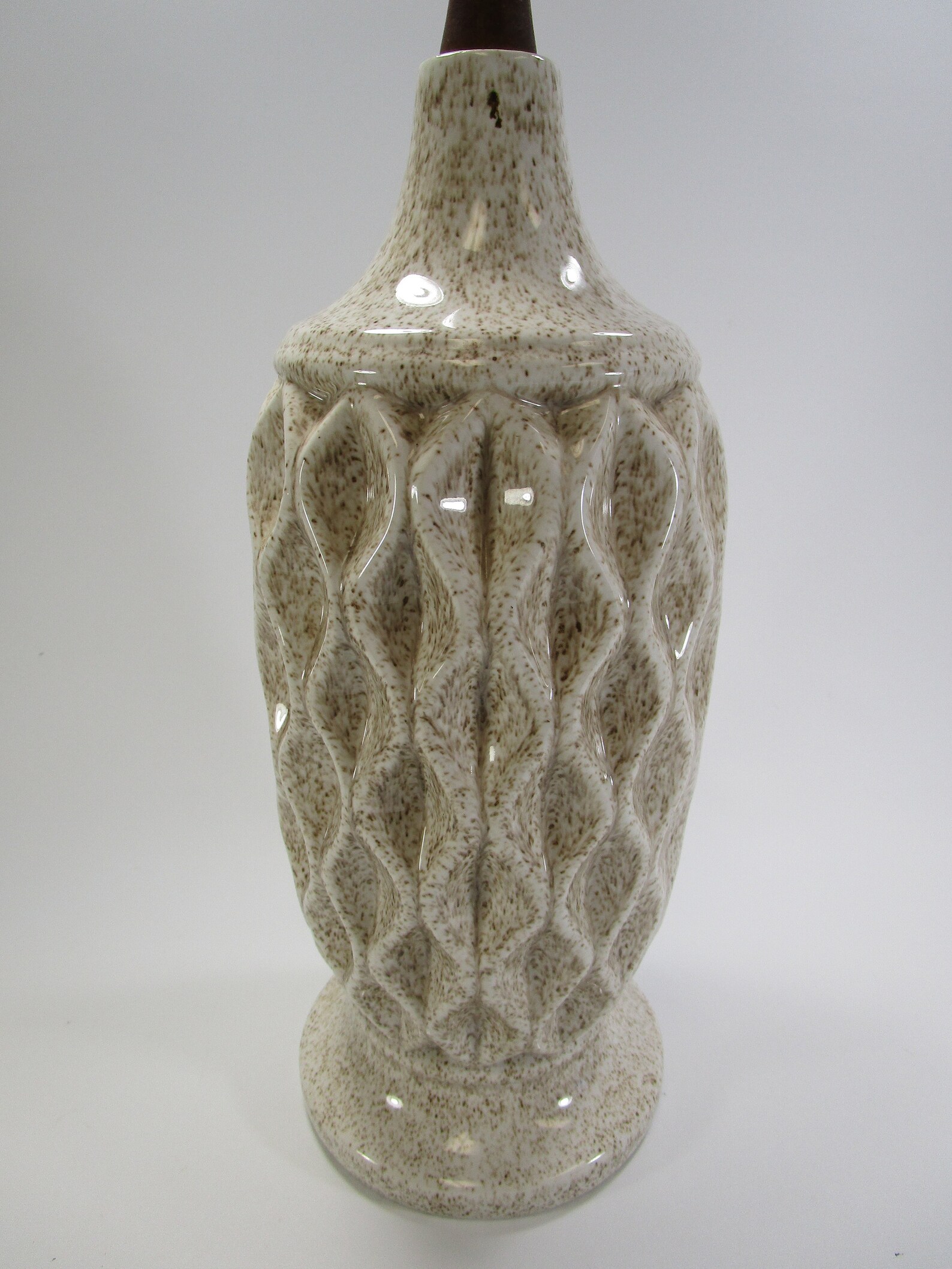 Mid century table lamp ceramic and wood Etsy