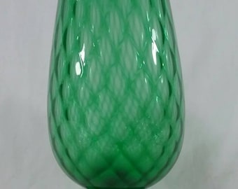 Vintage large Empoli Green glass vase goblet handmade retro mid century