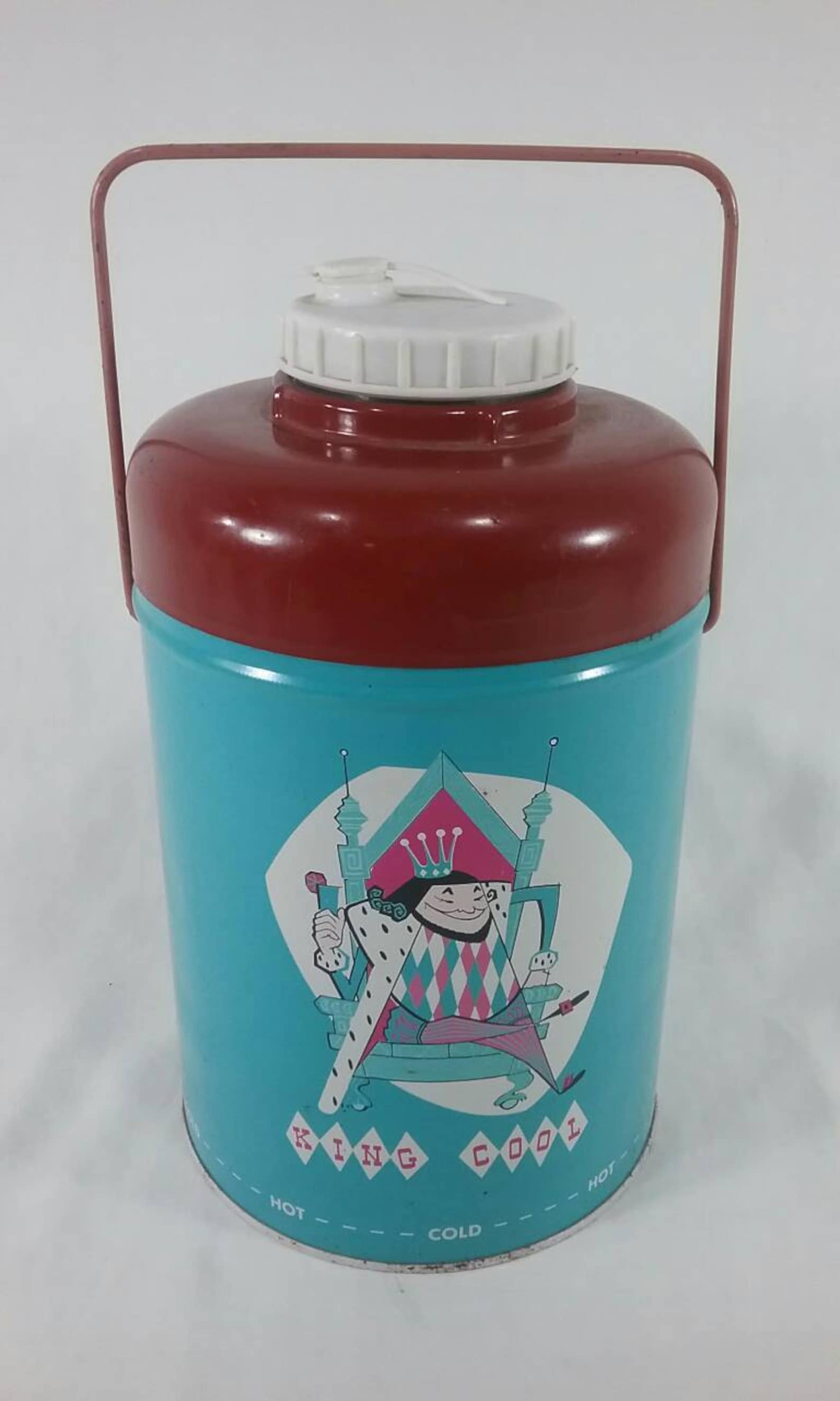 Retro King Cool Water Drink Thermos Jug Container Neat Etsy