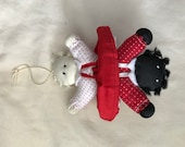 Vintage Topsy Turvy White and Black Rag Doll Child Ornament Saks Fifth Avenue