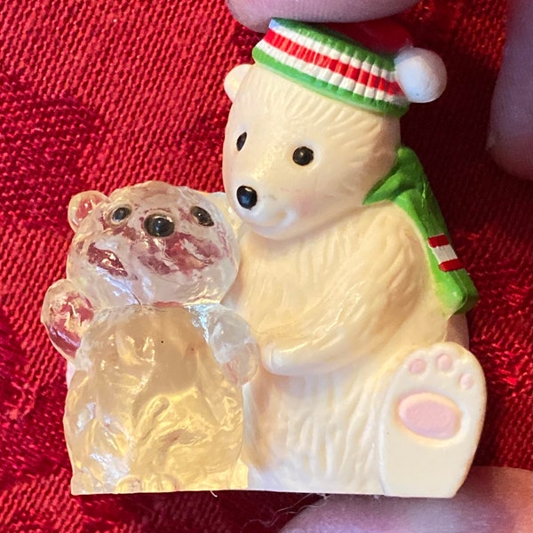 1987 Hallmark Cards Keepsake Polar Bear With Snowman Christmas Ornament no box