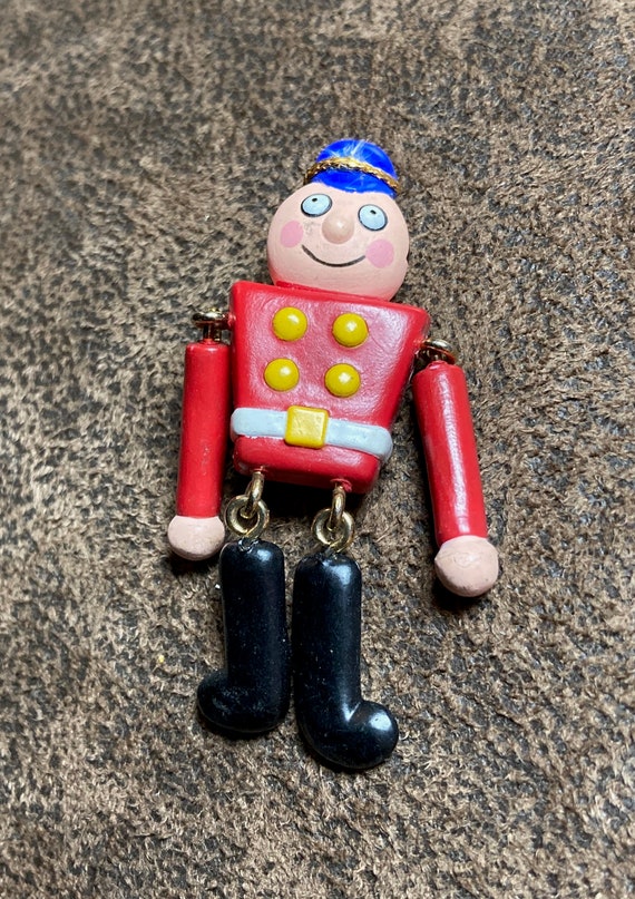 1990s Vintage Hallmark Christmas Tin Soldier Pin … - image 1