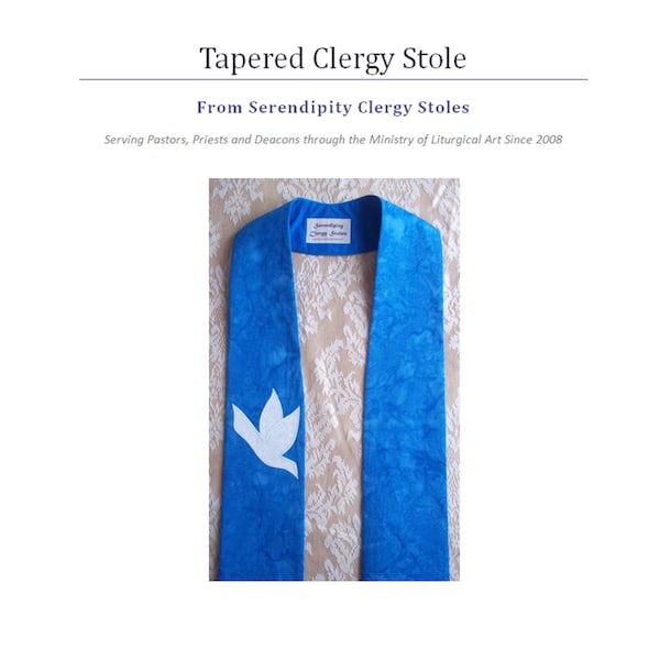 PDF DOWNLOAD--Printable Tapered Clergy Stole Pattern and Instructions -- See below for answers to your questions