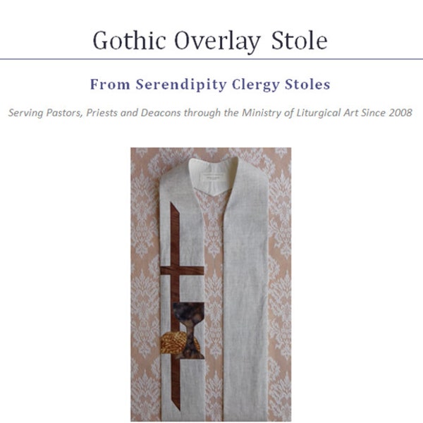 PDF DOWNLOAD --Printable Pattern and Instructions for Gothic Overlay Mitered Neck Clergy Stole -- See below for answers to your questions