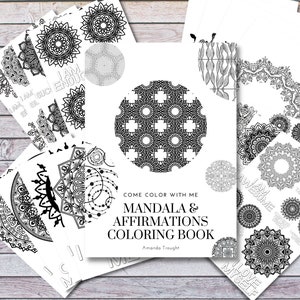 Mandala and Affirmations Coloring Book, Adult Coloring Book, Printable Coloring Pages, Instant Download, Printable Mandala Coloring Book