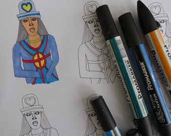 Face Stamp Printable: Mixed Media Art, Collage, Scrapbooking (Digital Download)