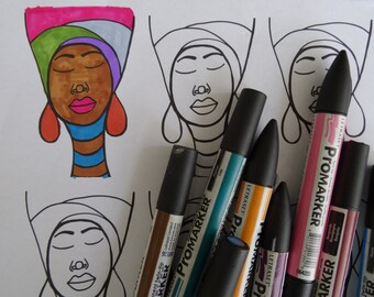 Printable Face Stamp: Mixed Media Art, Collage, Cardmaking (Digital Download)