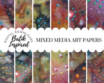 Batik Inspired Digital Papers Instant Download - Digital Download -  Journal Kit - Mixed Media Papers - Junk Journal - Cards - BUMPER PACK