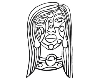 Abstract Face Stamp: Printable Art Journal, Collage, Cardmaking (Digital Download)