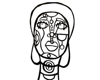 Abstract Face Stamp: Printable Art Journal, Collage, Cardmaking (Digital Download)