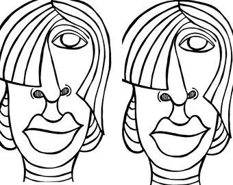 Abstract Face Stamp: Printable Art for Collage & Cardmaking (Digital Download)