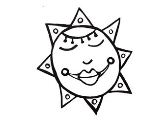 Face Stamp: Printable Sun Illustration for Art Journals (Digital Download)