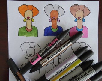 Digital Face Stamp: Printable Art Journal & Cardmaking (PDF)