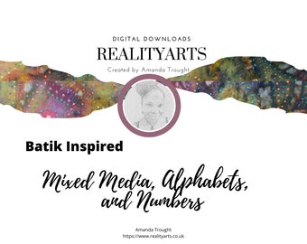 Batik Inspired Alphabet & Number Set: Mixed Media (Digital Download)