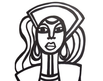 Abstract Face Stamp: Printable Art Journal & Cardmaking (Digital Download)