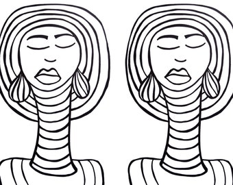 Abstract Face Stamp: Printable Art Journal, Collage (Digital Download)