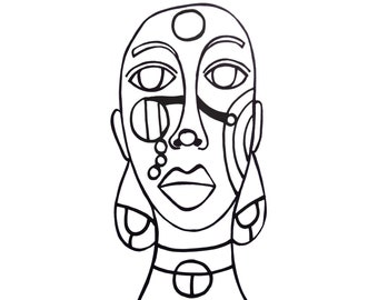 Abstract Face Stamp: Printable Art Journal & Cardmaking (Digital Download)